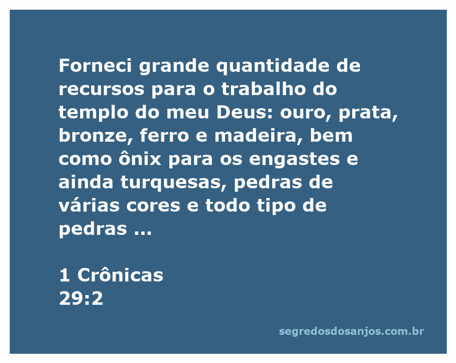 Imagem de materiais preciosos utilizados para a construção do templo, incluindo ouro, prata, pedras preciosas e mármore.