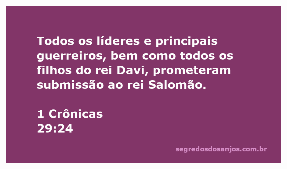 Reunião dos líderes e guerreiros prestando homenagem ao rei Salomão conforme descrito em 1 Crônicas 29:24.