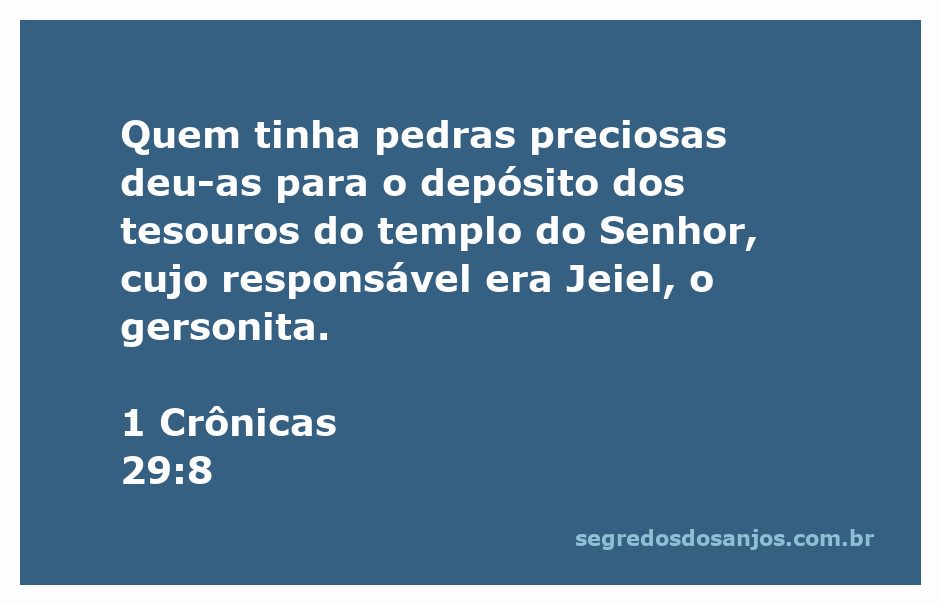 Imagem representativa das pedras preciosas oferecidas para o templo do Senhor, simbolizando generosidade e dedicação.