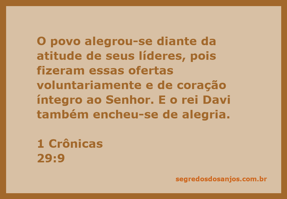 Ilustração da alegria do povo e líderes de Israel ao oferecer voluntariamente ao Senhor, com a figura do rei Davi expressando felicidade.