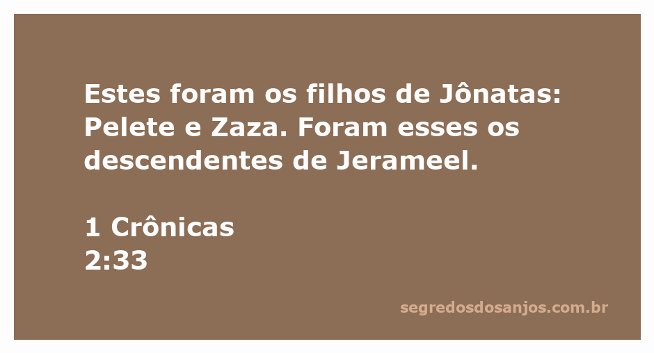 Representação dos filhos de Jônatas, Pelete e Zaza, descendentes de Jerameel, conforme 1 Crônicas 2:33.