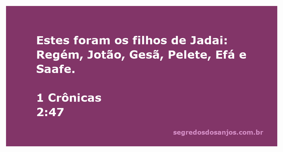 Lista dos filhos de Jadai mencionados em 1 Crônicas 2:47