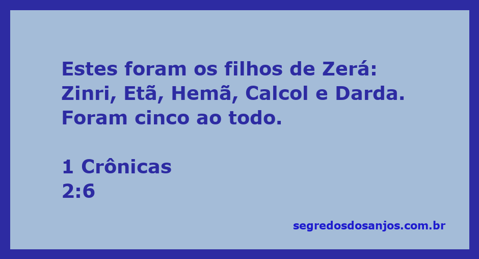 Ilustração dos filhos de Zerá mencionados em 1 Crônicas 2:6.