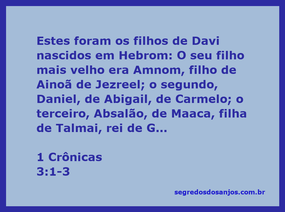 Genealogia dos filhos de Davi, destacando os nomes e mães de cada um.