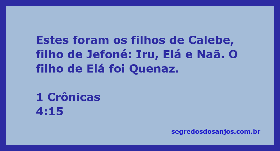 Ilustração dos filhos de Calebe conforme 1 Crônicas 4:15, destacando Iru, Elá, Naã e Quenaz.