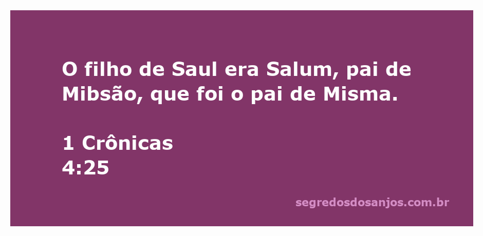 Genealogia de Saul e seus descendentes, destacando Salum e Mibsão