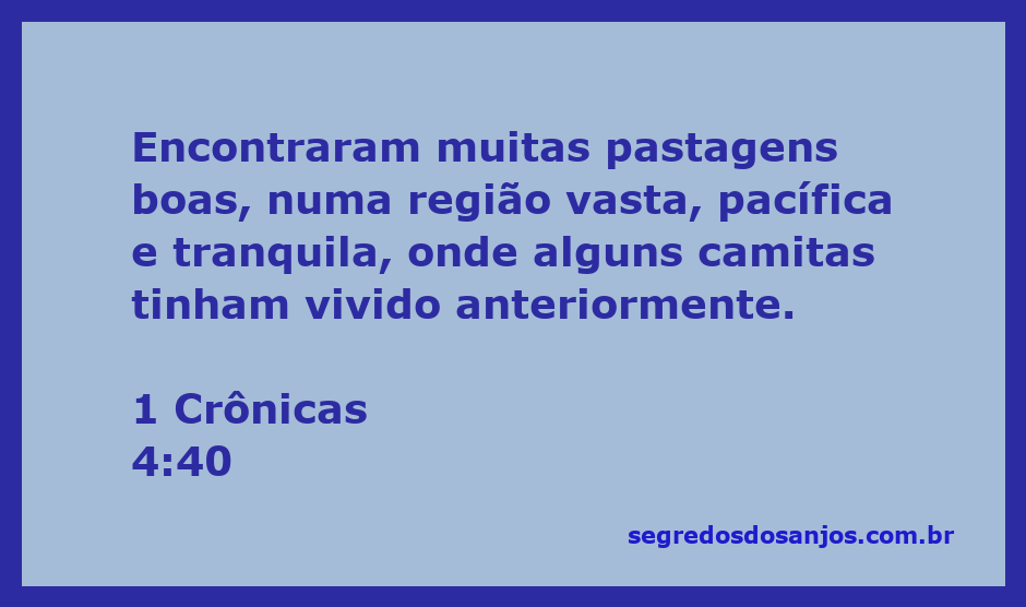 Ilustração de pastagens verdes em uma região vasta e tranquila, representando o local mencionado em 1 Crônicas 4:40.