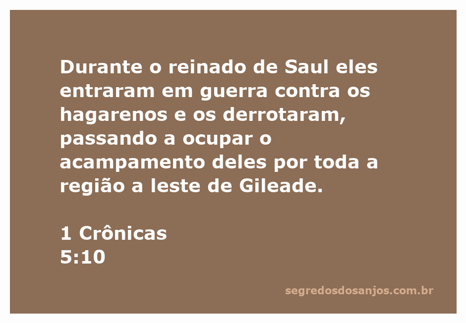Representação da batalha entre os israelitas e os hagarenos durante o reinado de Saul, conforme mencionado em 1 Crônicas 5:10.
