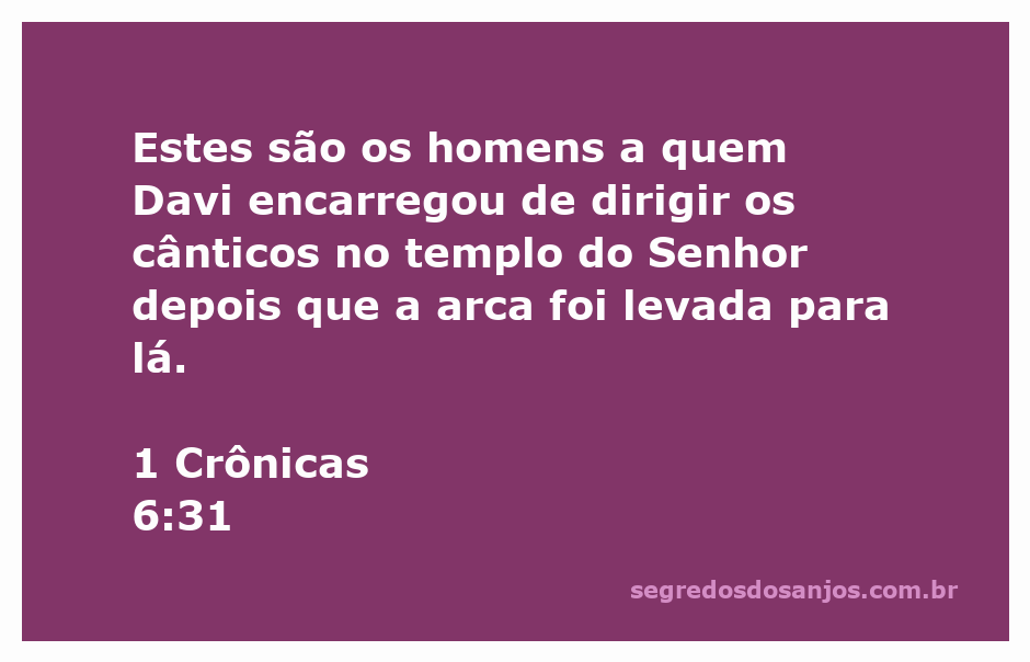 Imagem representativa dos homens encarregados por Davi para dirigir os cânticos no templo do Senhor.