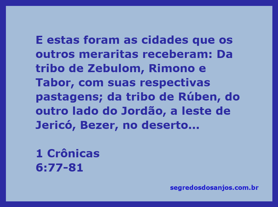 Mapa das cidades atribuídas aos meraritas nas tribos de Zebulom, Rúben e Gade.