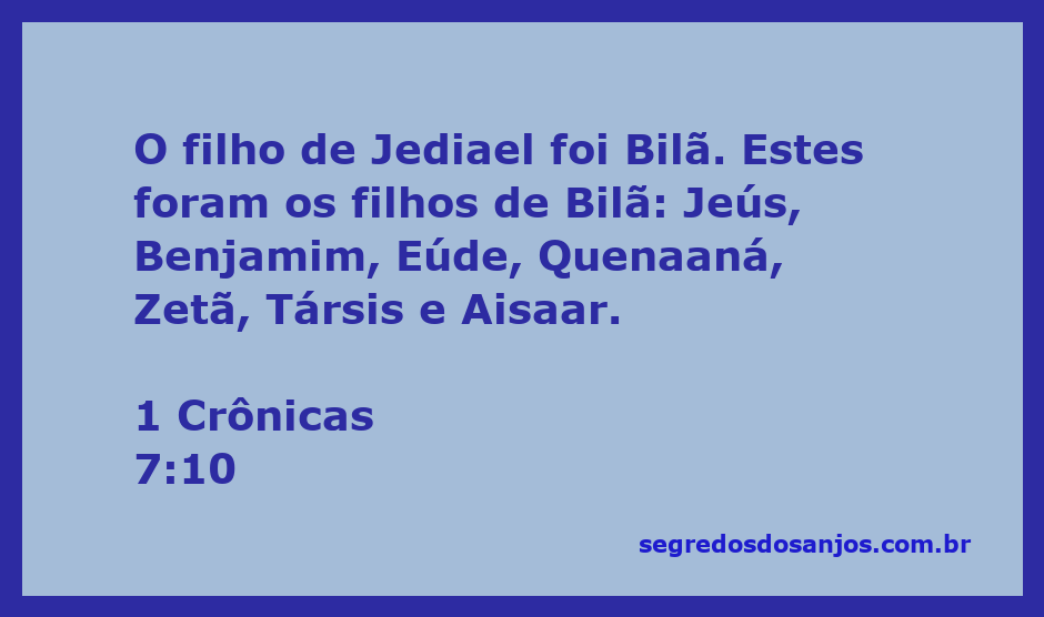 Representação dos filhos de Bilã, descendentes de Jediael, conforme mencionado em 1 Crônicas 7:10.