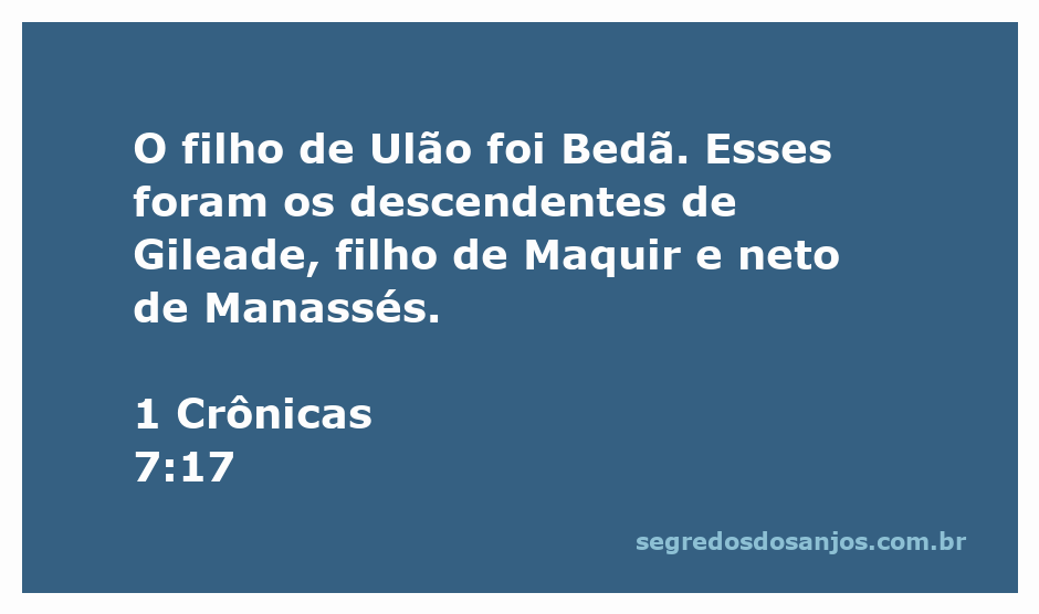 Descendentes de Gileade, incluindo Bedã, filho de Ulão, conforme descrito em 1 Crônicas 7:17.
