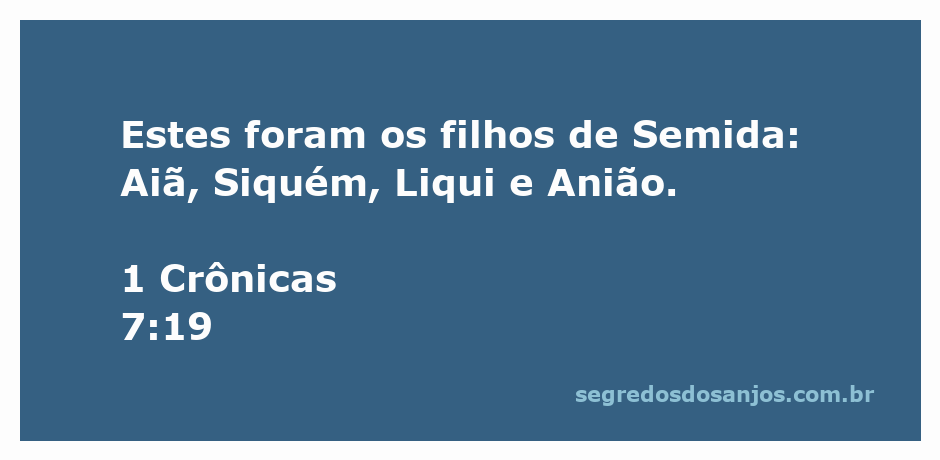 Ilustração dos filhos de Semida mencionados em 1 Crônicas 7:19: Aiã, Siquém, Liqui e Anião.