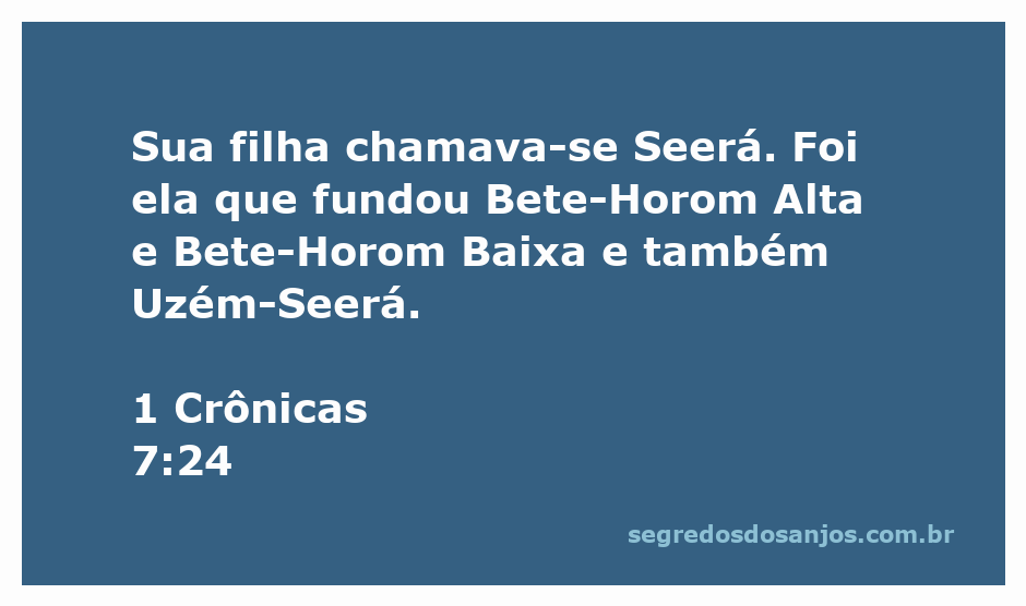 Imagem representativa de Seerá, filha que fundou Bete-Horom Alta e Bete-Horom Baixa, conforme 1 Crônicas 7:24.