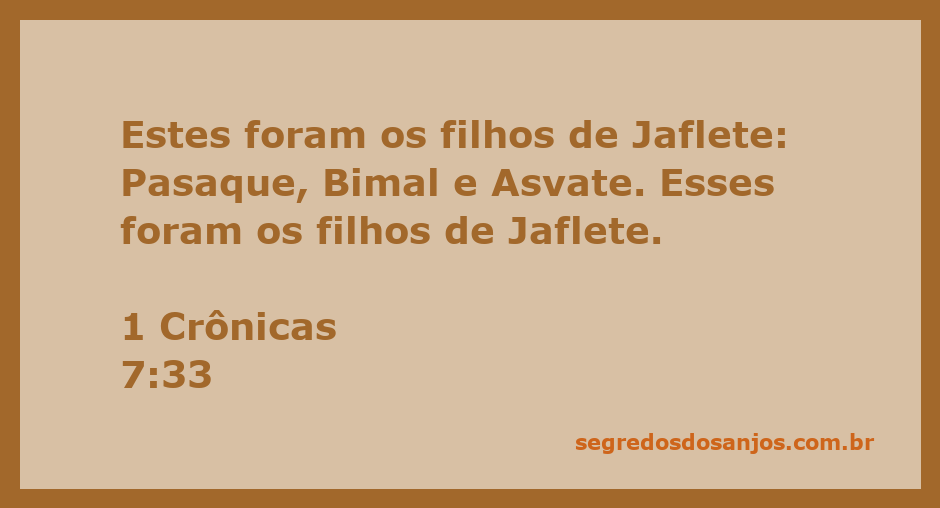 Ilustração dos filhos de Jaflete mencionados em 1 Crônicas 7:33.