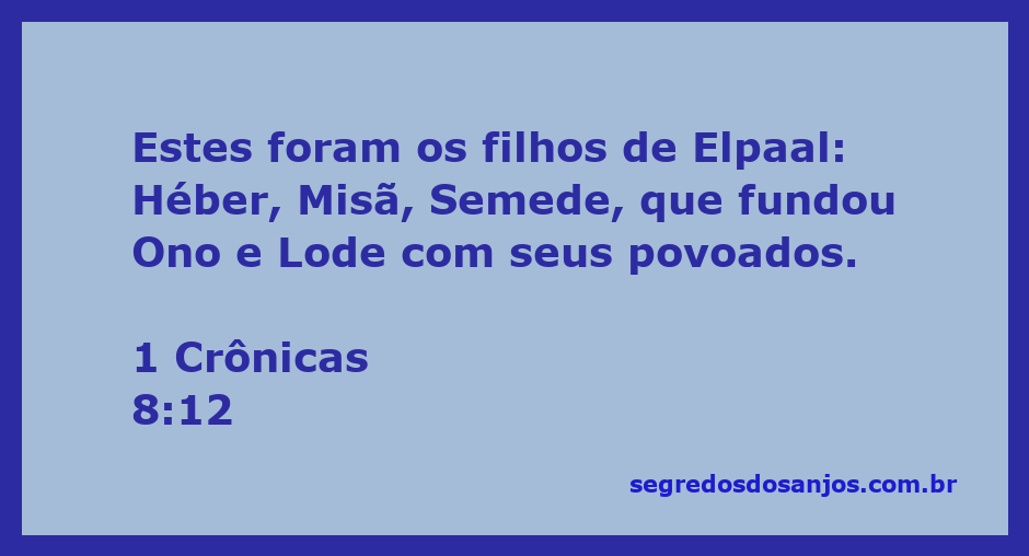 Ilustração dos filhos de Elpaal mencionados em 1 Crônicas 8:12, destacando Héber, Misã e Semede e suas contribuições para Ono e Lode.