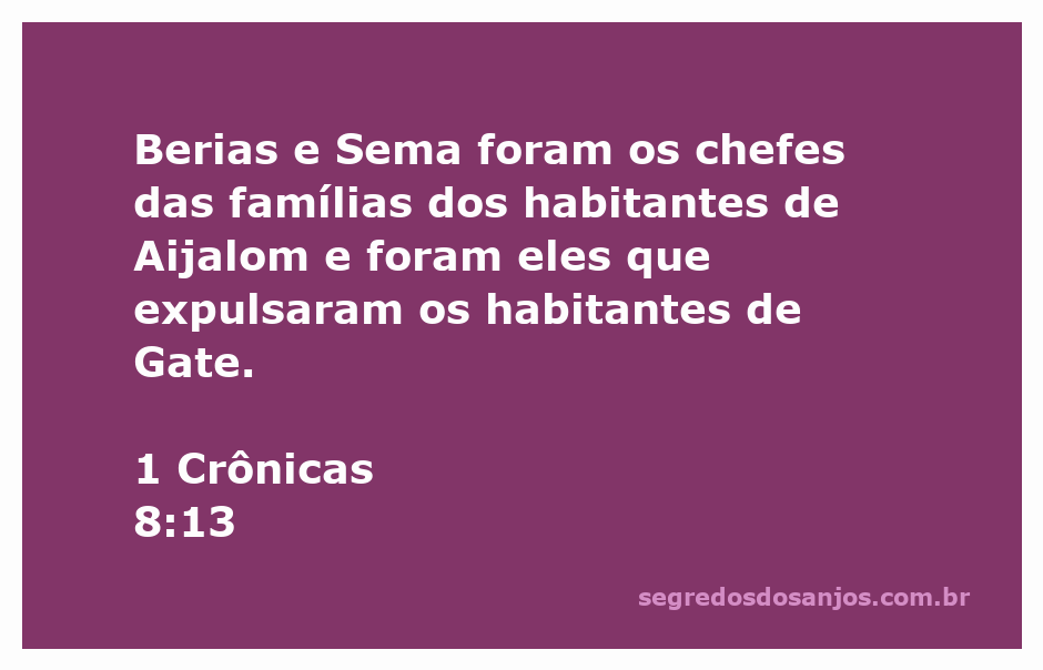 Ilustração de Berias e Sema, chefes das famílias de Aijalom, expulsando os habitantes de Gate.