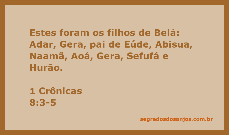 Ilustração dos filhos de Belá mencionados em 1 Crônicas 8:3-5