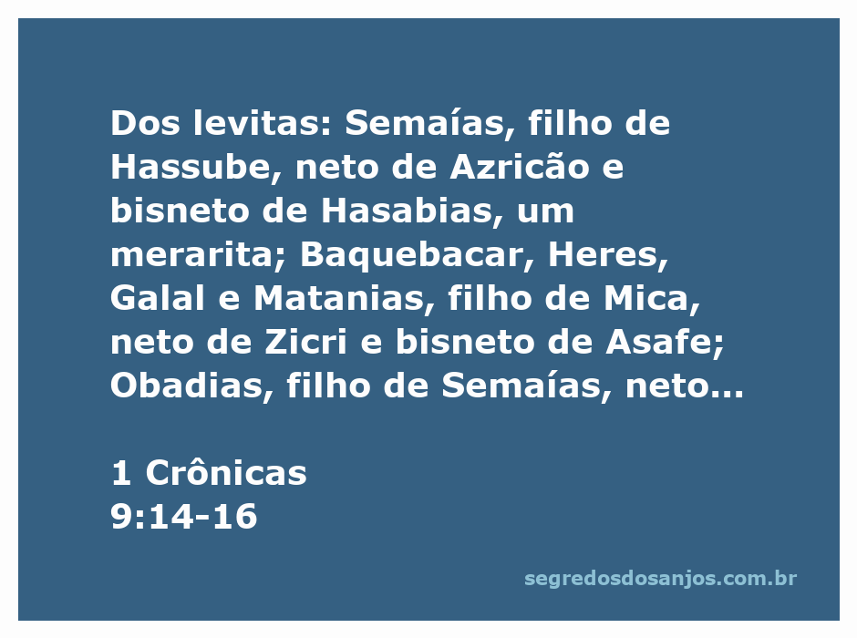 Lista de levitas mencionados em 1 Crônicas 9:14-16