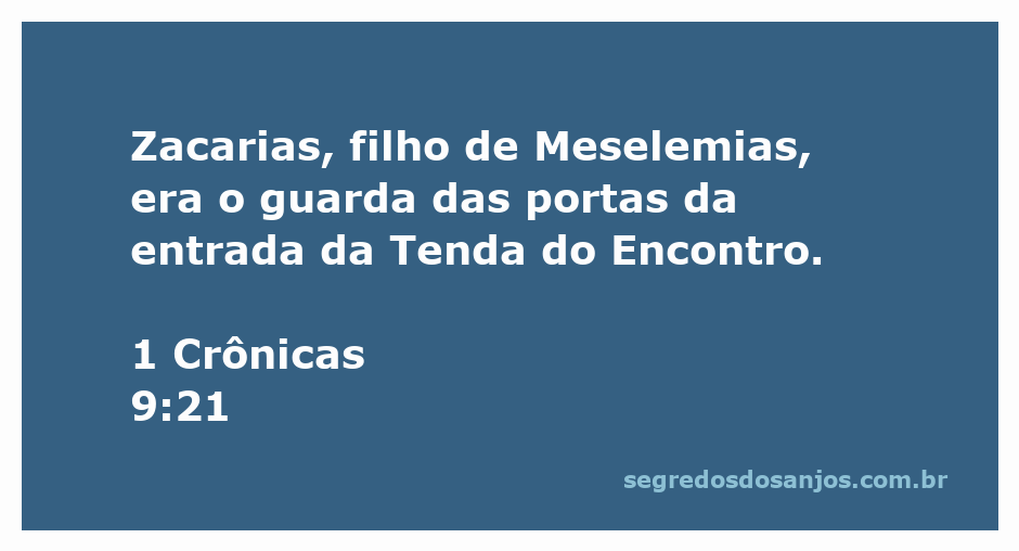 Ilustração de Zacarias, guarda das portas da Tenda do Encontro, conforme mencionado em 1 Crônicas 9:21.