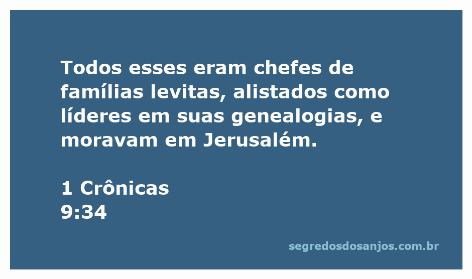 Representação dos chefes de famílias levitas em Jerusalém conforme 1 Crônicas 9:34