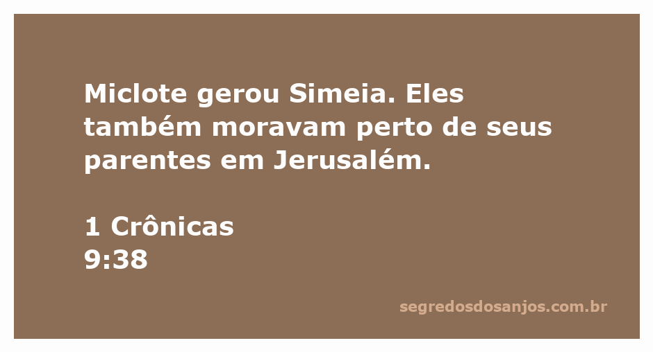 Representação da genealogia bíblica destacando Miclote e Simeia, que residiam em Jerusalém.