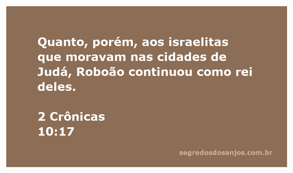 Roboão reinando sobre os israelitas nas cidades de Judá conforme 2 Crônicas 10:17.