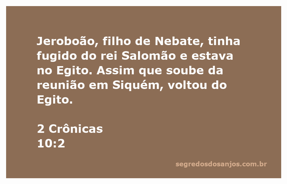 Jeroboão, filho de Nebate, retornando do Egito para Siquém após ouvir sobre a reunião.