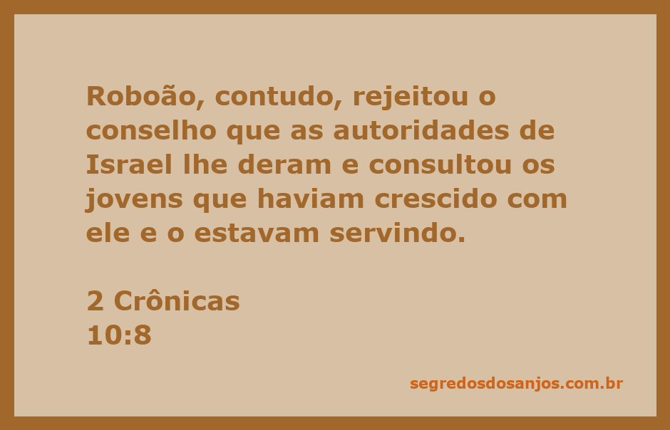 Roboão rejeita o conselho dos anciãos e consulta seus jovens conselheiros.