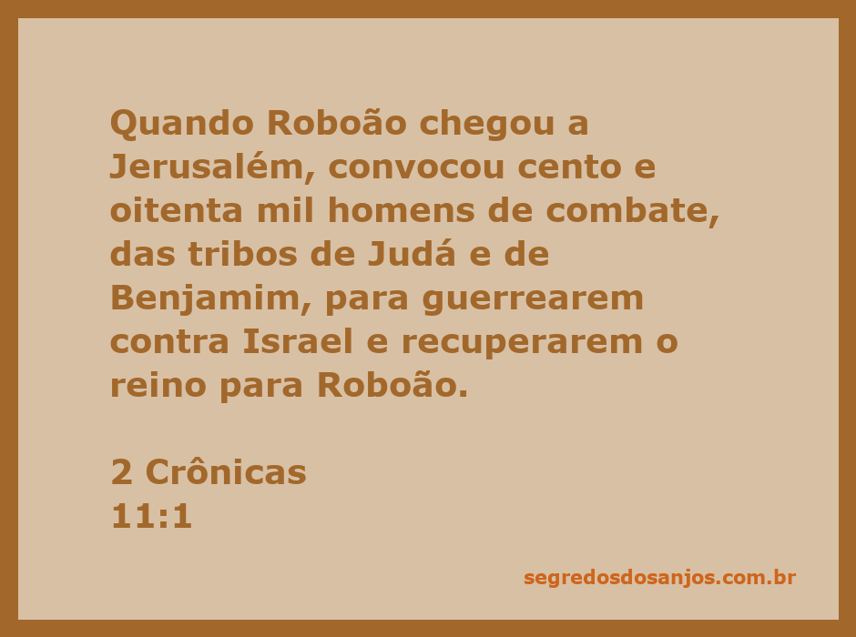 Roboão convoca homens de Judá e Benjamim para a guerra em Jerusalém