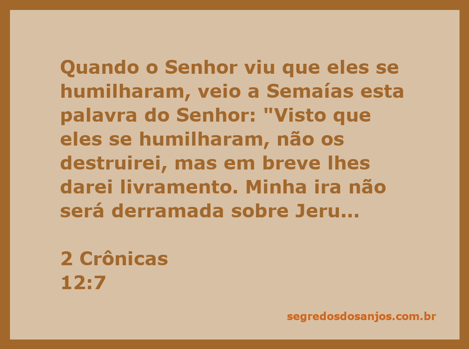 Imagem representando a passagem de 2 Crônicas 12:7 sobre a humilhação do povo e a misericórdia de Deus.