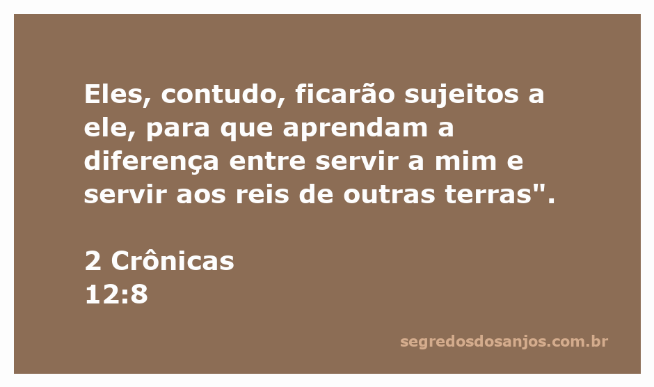 Ilustração de 2 Crônicas 12:8, destacando a diferença entre servir a Deus e servir aos reis de outras terras.