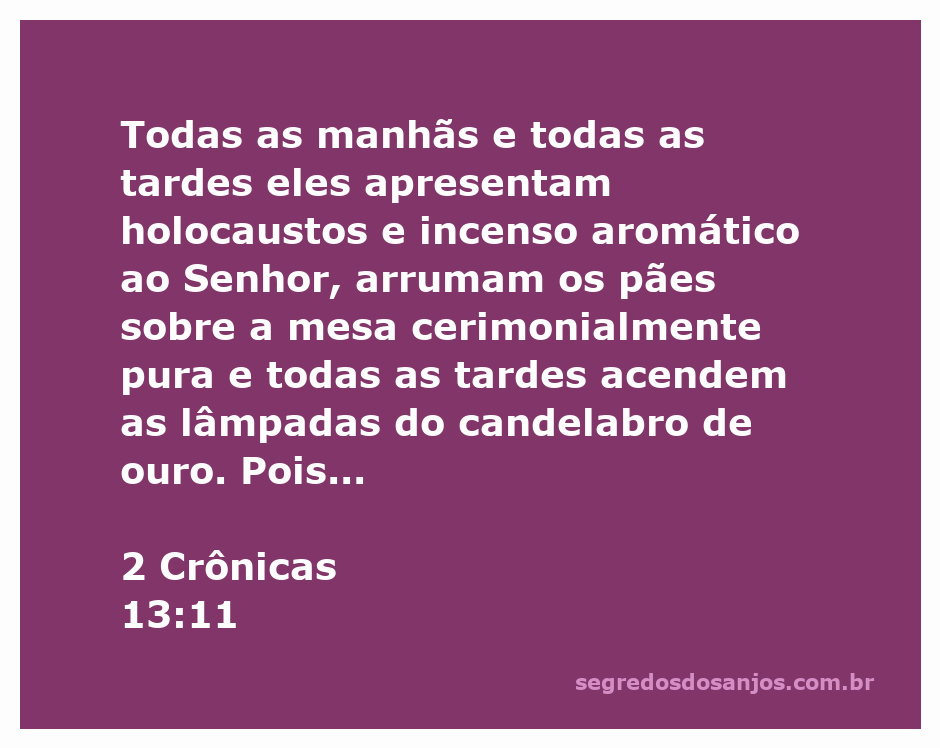 Sacerdotes apresentando holocaustos e incenso ao Senhor, com pães sobre a mesa e lâmpadas acesas.