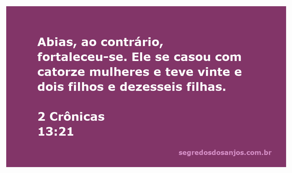 Ilustração de Abias, o rei que se fortaleceu em Judá, simbolizando sua família numerosa com catorze esposas e trinta e oito filhos e filhas.