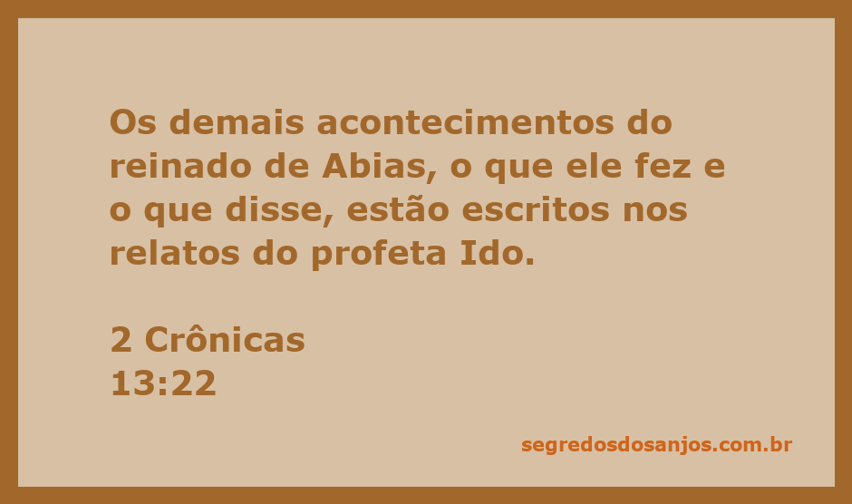 Imagem representativa do reinado de Abias e os relatos do profeta Ido em 2 Crônicas 13:22.