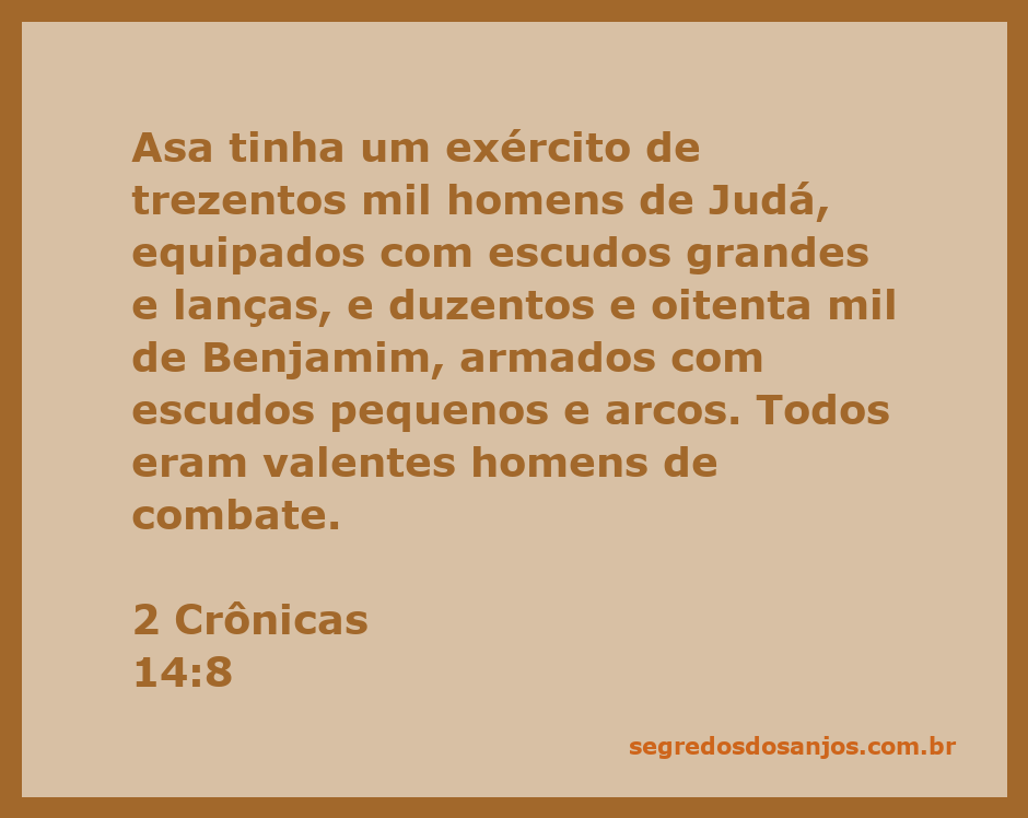 Representação do exército de Asa, com soldados de Judá e Benjamim armados e prontos para a batalha.
