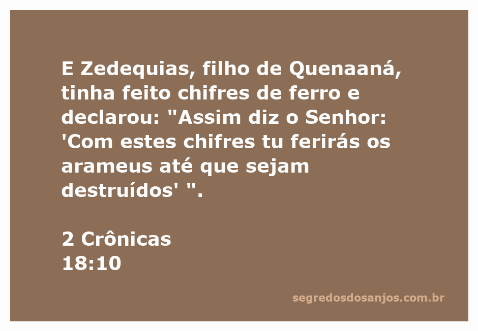 Imagem de Zedequias segurando chifres de ferro enquanto profetiza a destruição dos arameus.