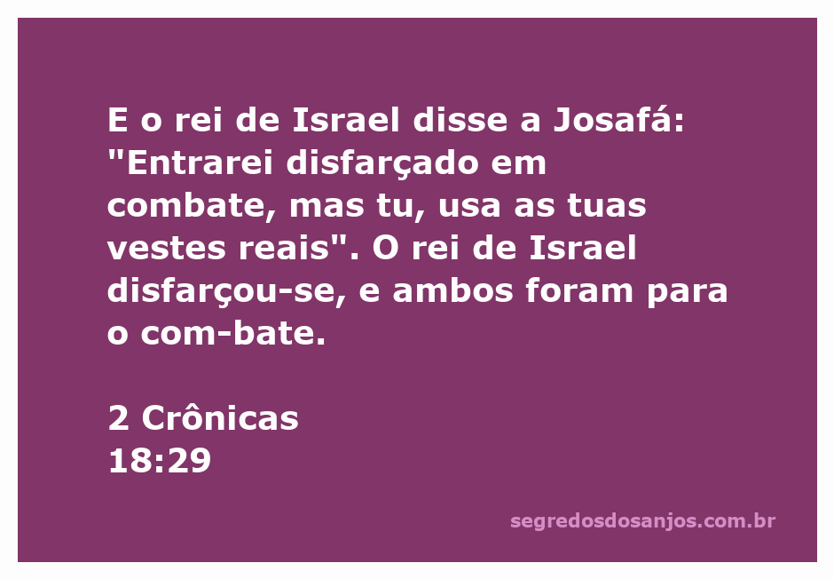 Rei de Israel disfarçado em combate ao lado de Josafá, rei de Judá.