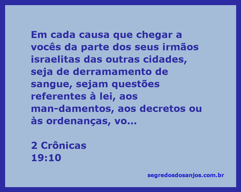 Imagem representativa da passagem de 2 Crônicas 19:10, enfatizando a importância de advertir sobre a obediência a Deus.