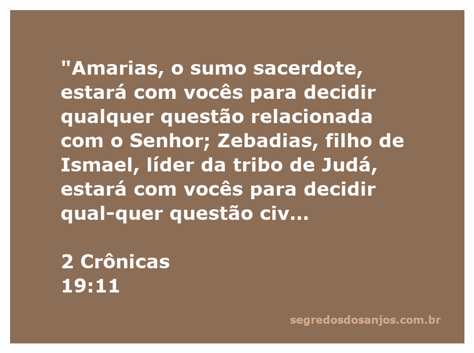 Ilustração de Amarias e Zebadias decidindo questões de justiça e espiritualidade em 2 Crônicas 19:11