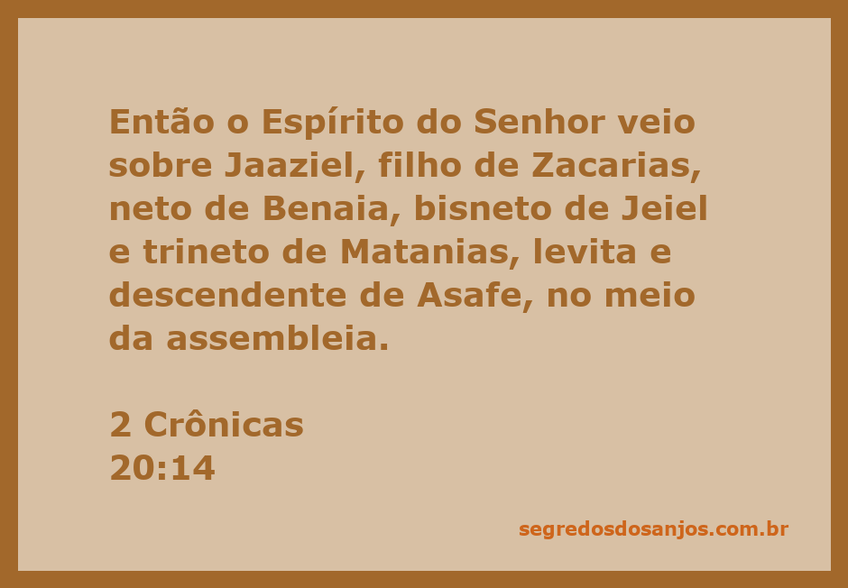 Jaaziel, um levita, recebe a unção do Espírito do Senhor em meio à assembleia.
