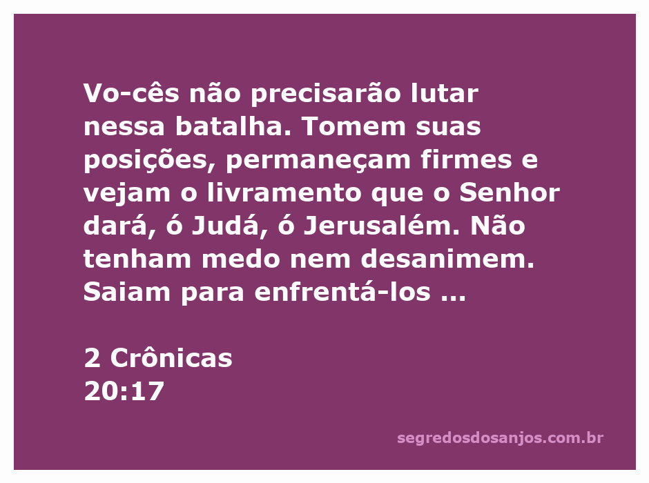 Imagem inspiradora representando a promessa de Deus de livramento a Judá e Jerusalém, conforme 2 Crônicas 20:17.