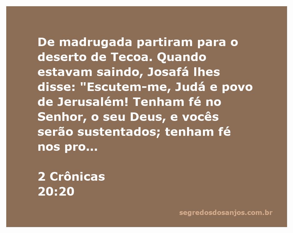 Ilustração de Josafá encorajando o povo de Judá antes da batalha no deserto de Tecoa.