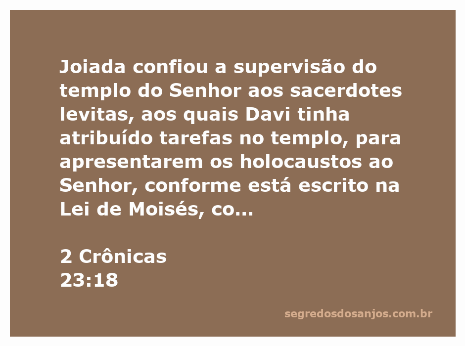 Sacerdotes levitas supervisionando o templo do Senhor conforme as instruções de Davi.
