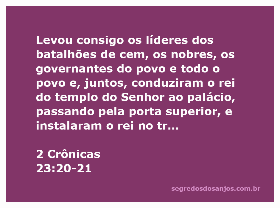 Reunião de líderes e povo celebrando a instalação do rei após a queda de Atalia.