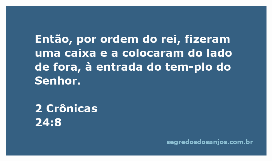 Caixa colocada na entrada do templo do Senhor conforme a ordem do rei em 2 Crônicas 24:8.