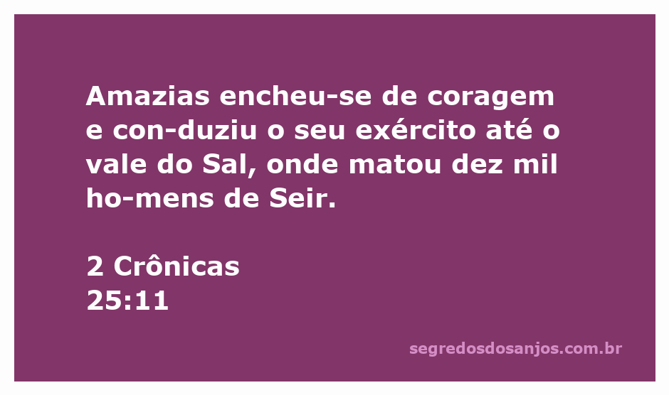 Amazias liderando seu exército na batalha no vale do Sal, representando a vitória sobre os homens de Seir.