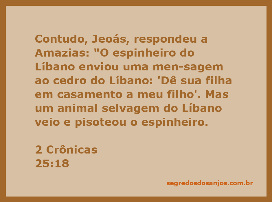 Ilustração da parábola entre o espinheiro e o cedro do Líbano em 2 Crônicas 25:18