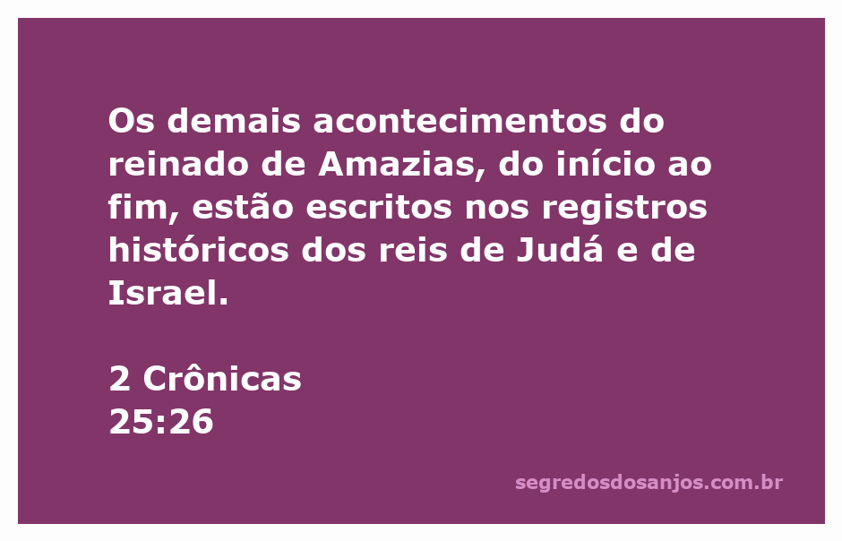 Registro histórico do reinado de Amazias, rei de Judá, conforme mencionado em 2 Crônicas 25:26.