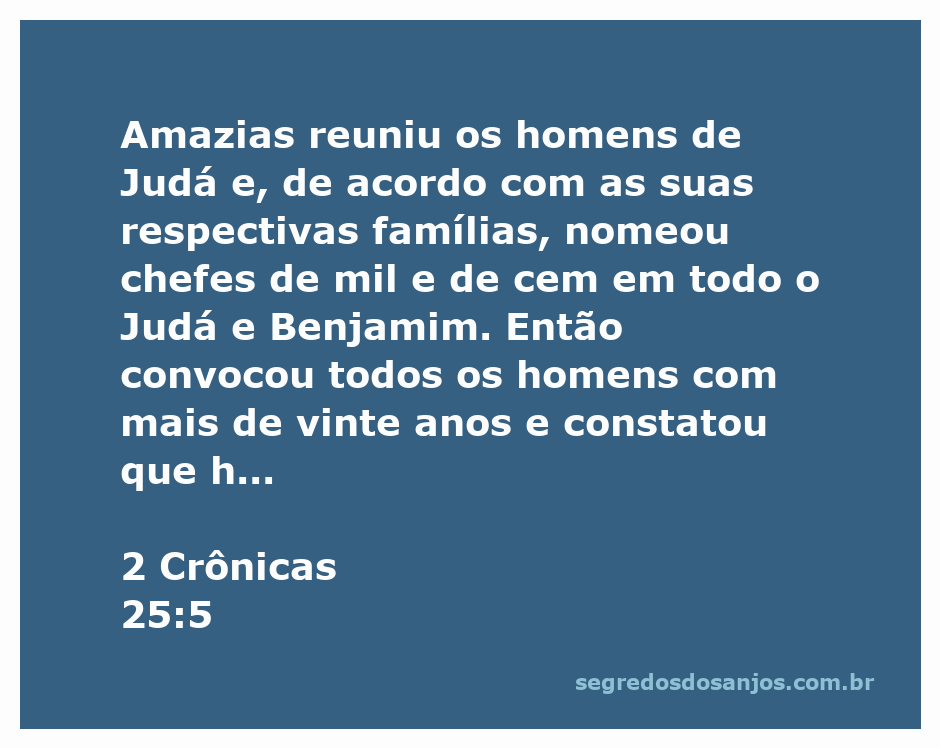 Amazias, rei de Judá, reunindo soldados prontos para o serviço militar.